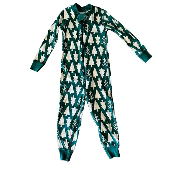 Hanna Andersson 3T Kids Christmas Pajama Onesie Trees Holiday Winter - Picture 1 of 9